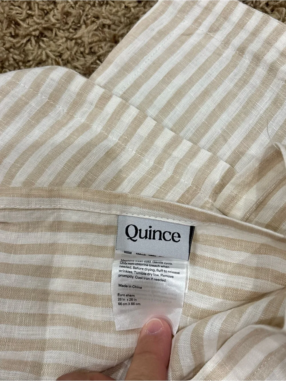 Quince Euro Sham Natural / White Stripe European Linen 26x26